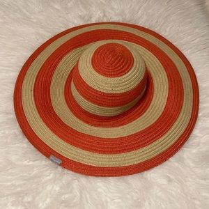 Columbia floppy Sun/beach hat in Coral & natural